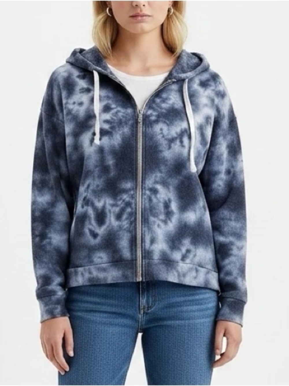 Colsie Blue Grey Tie Dye Hoodie Jacket